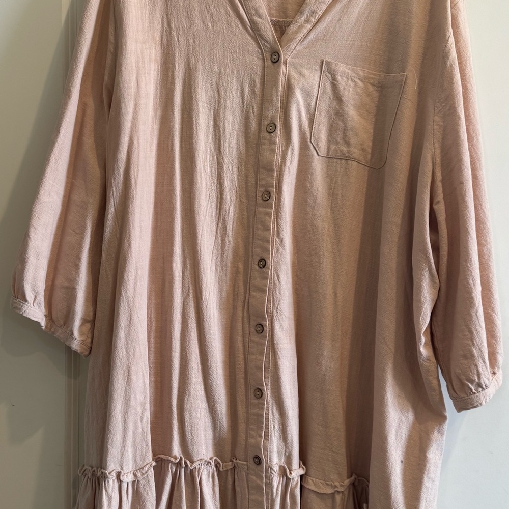 Pink Button-Up Tunic Dress